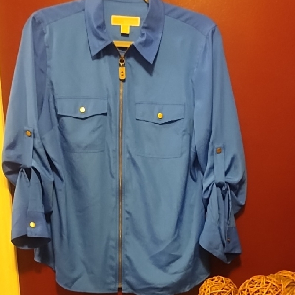 Michael Kors Navy Zip-Up Shirt